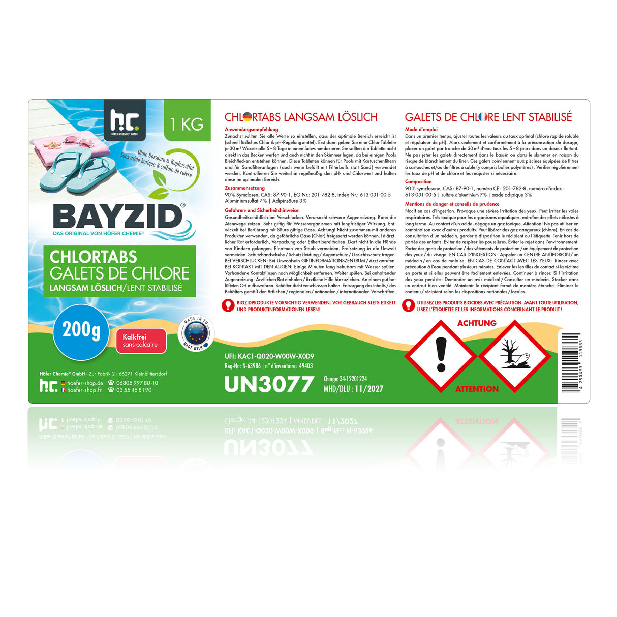 1 kg BAYZID® Chlortabs 200g à dissolution lente