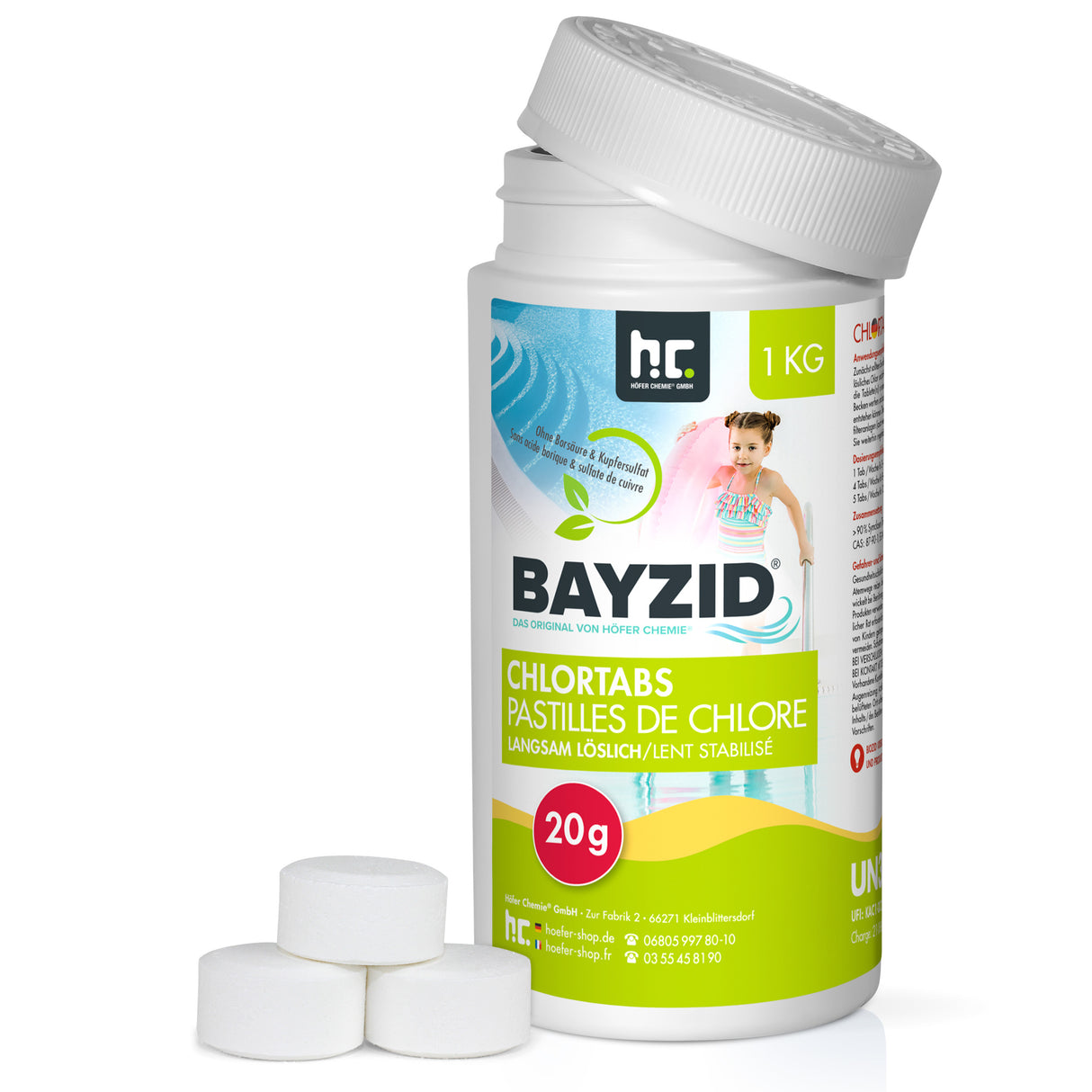 1 kg de tablettes de chlore BAYZID® 20g à dissolution lente