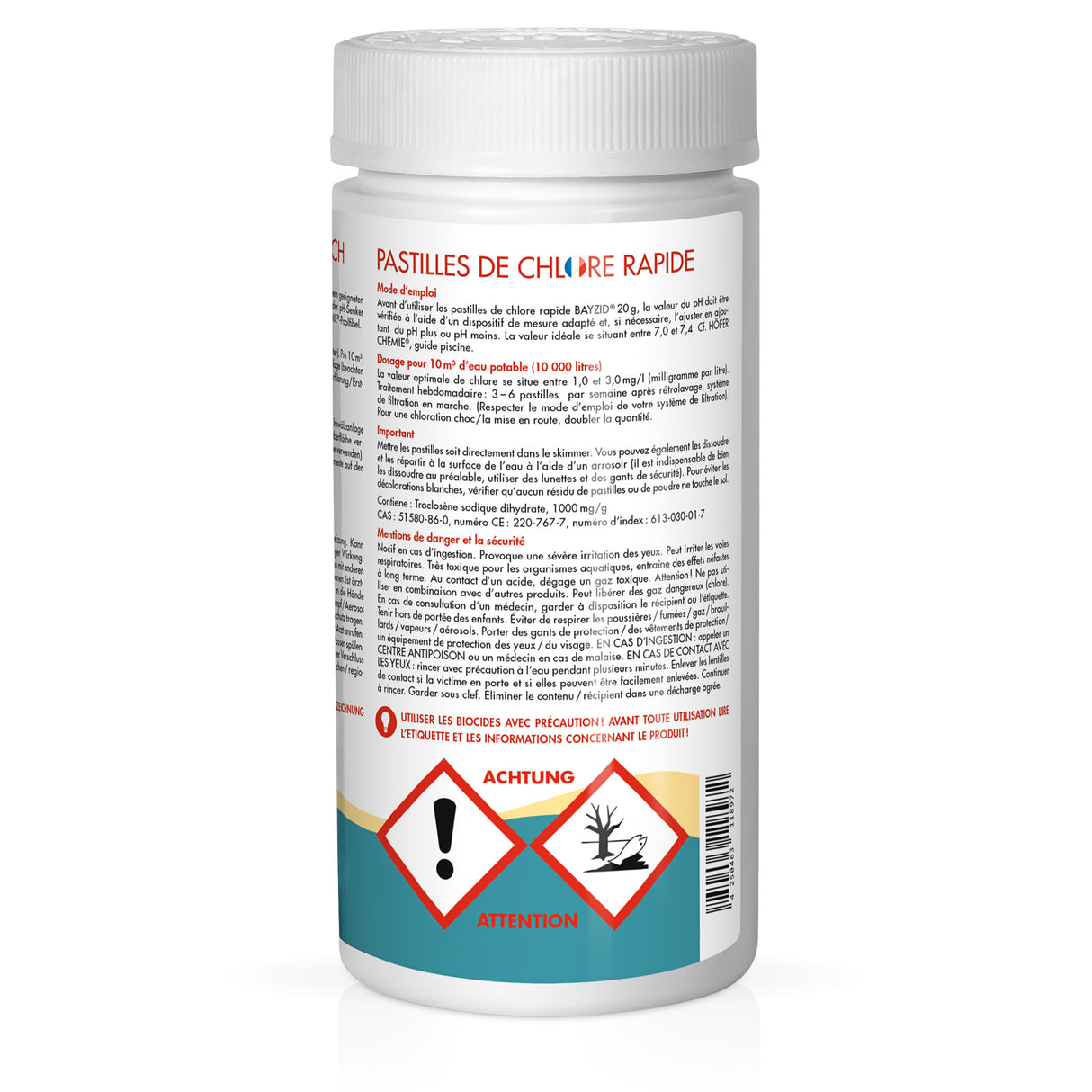 1 kg de tablettes de chlore BAYZID® 20g à dissolution rapide