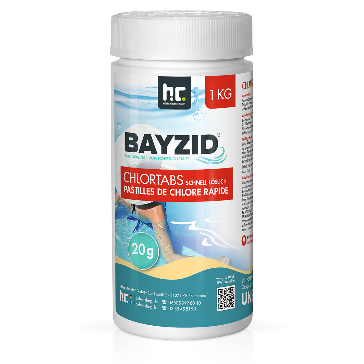 1 kg de tablettes de chlore BAYZID® 20g à dissolution rapide