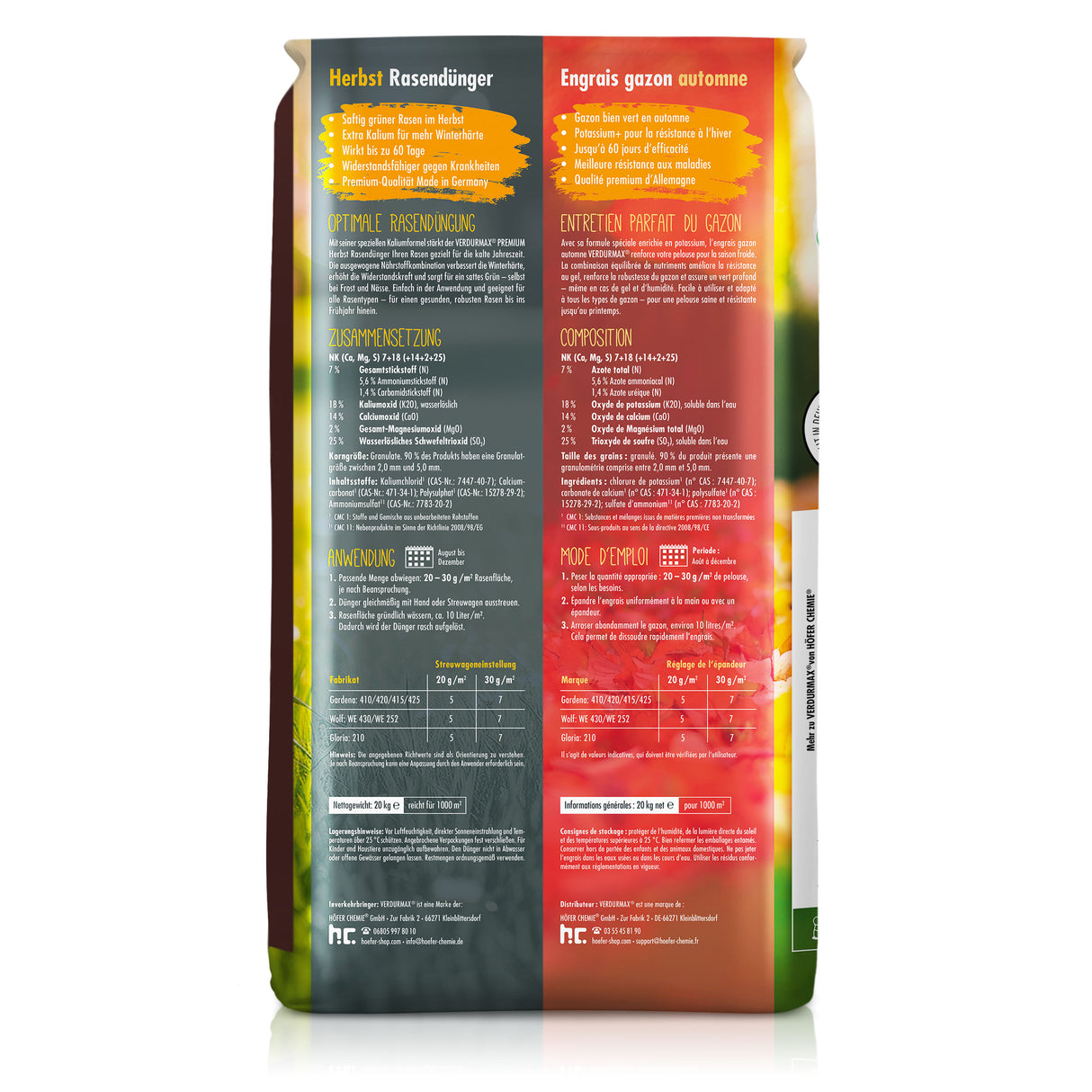 20 kg VERDURMAX® Premium Herbst-Rasendünger