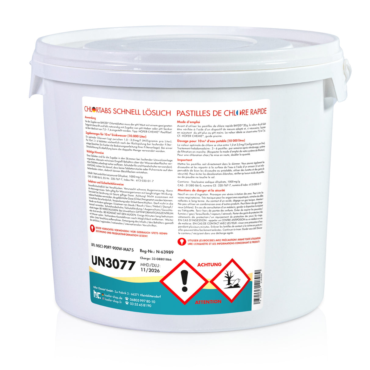 5 kg BAYZID® Chlortabs 20g à dissolution rapide