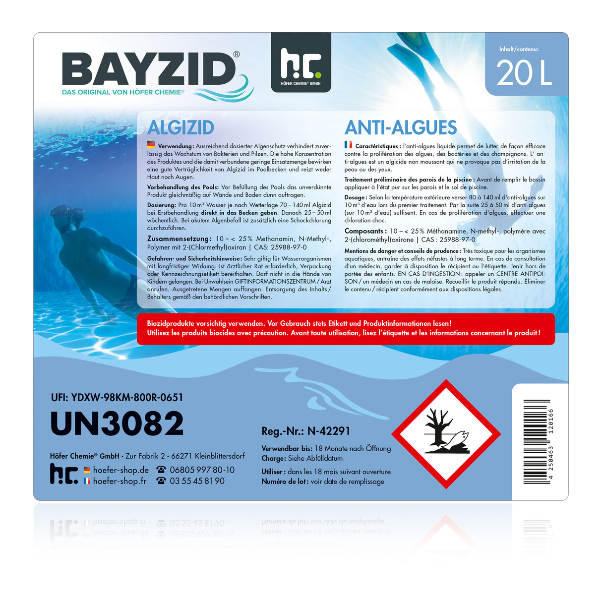 20 L BAYZID® Algicide Prévention des algues