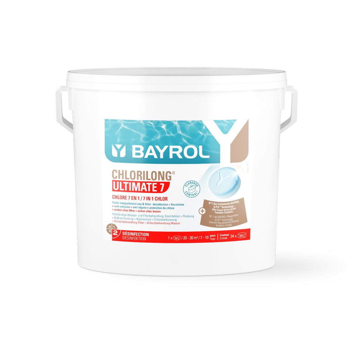 10,2 kg - BAYROL e-Chlorilong® ULTIMATE 7 Comprimés de 300 g