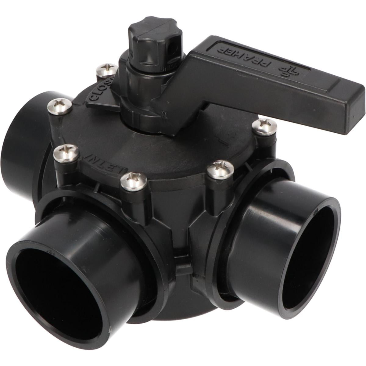 Vanne rotative 3 voies Ø 50mm manchon adhésif