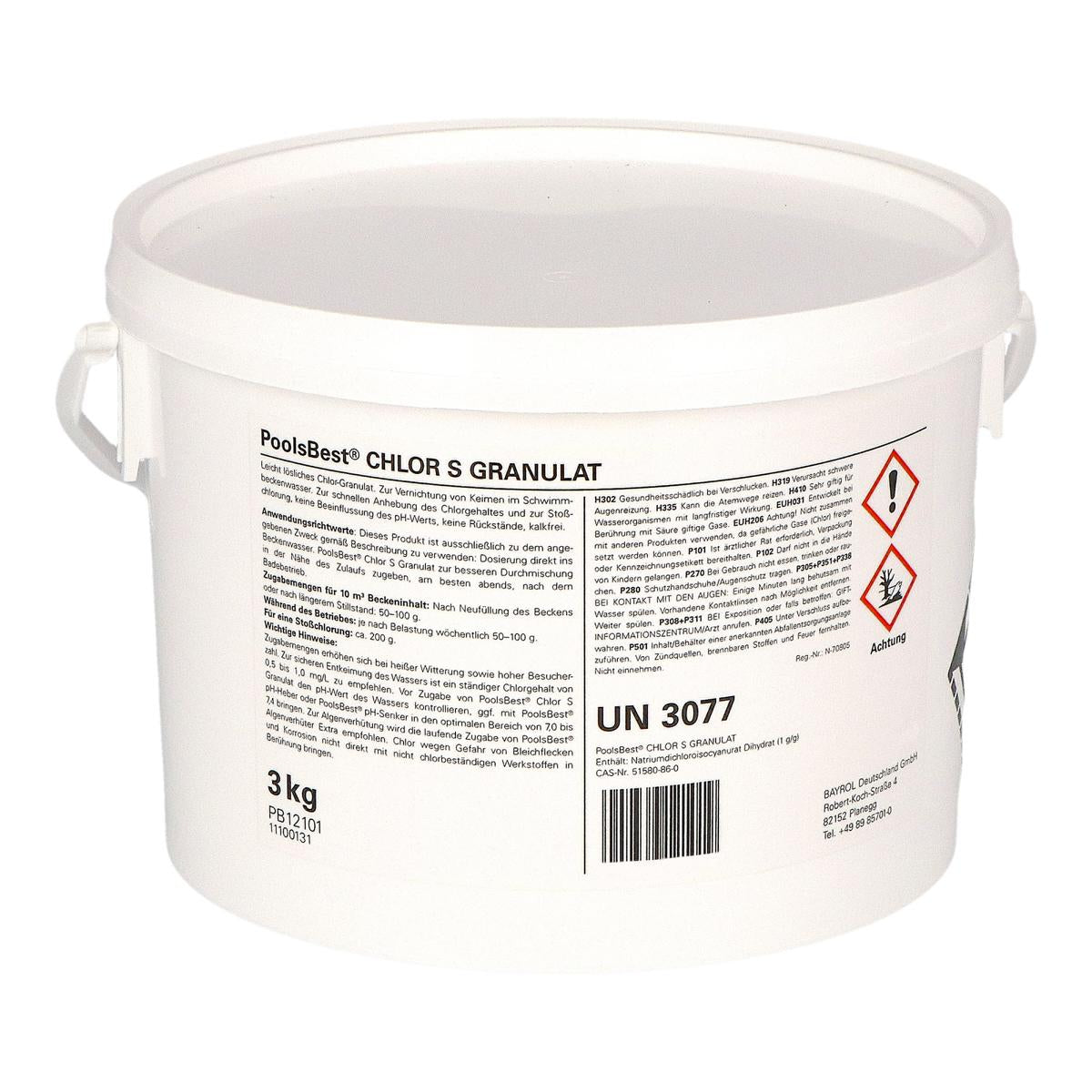 3 kg - Granulés de chlore PoolsBest® S, rapidement solubles 56% de chlore actif