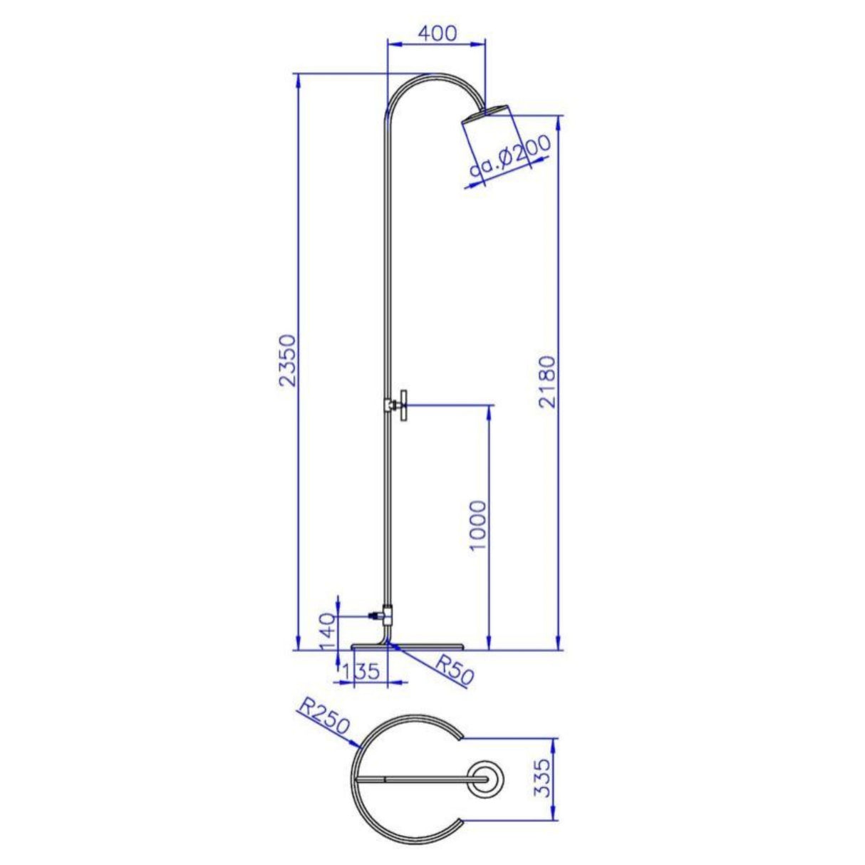 Douche de jardin Marlin - Inox V2A - IDEAL forêt de chênes