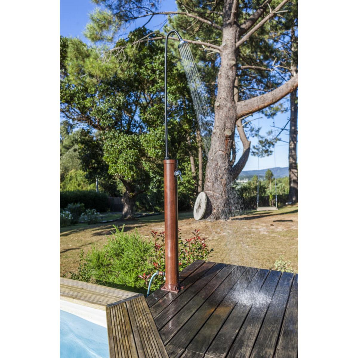 Douche solaire GRE PVC 9 litres aspect bois