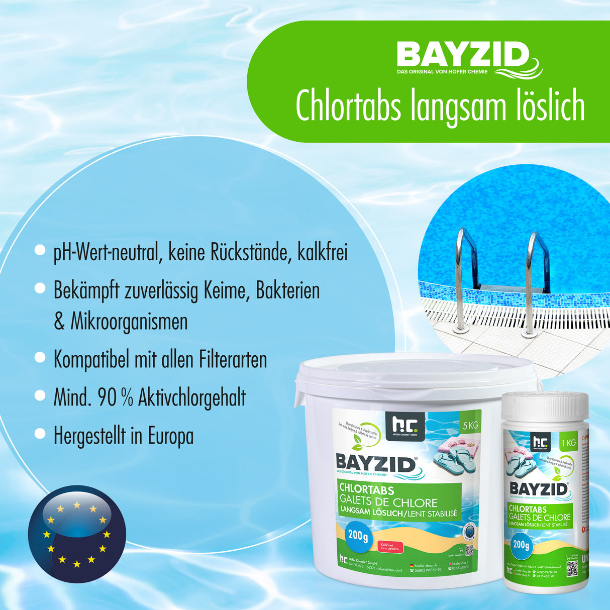 1 kg BAYZID® Chlortabs 200g à dissolution lente