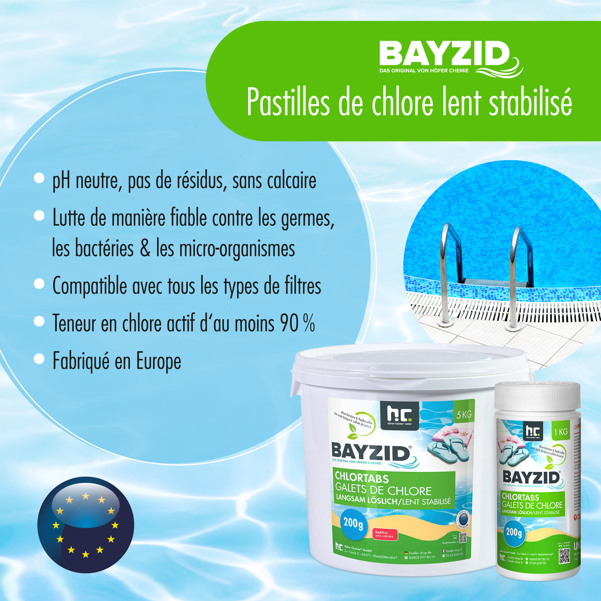 5 kg BAYZID® Chlortabs 200g à dissolution lente