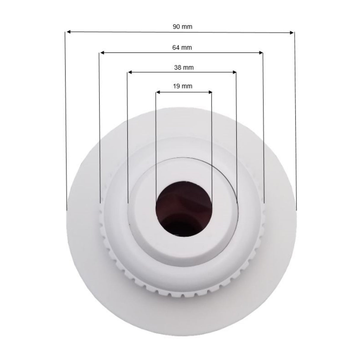 Buse d'entrée 38 mm avec contre-écrou et buse de tuyau