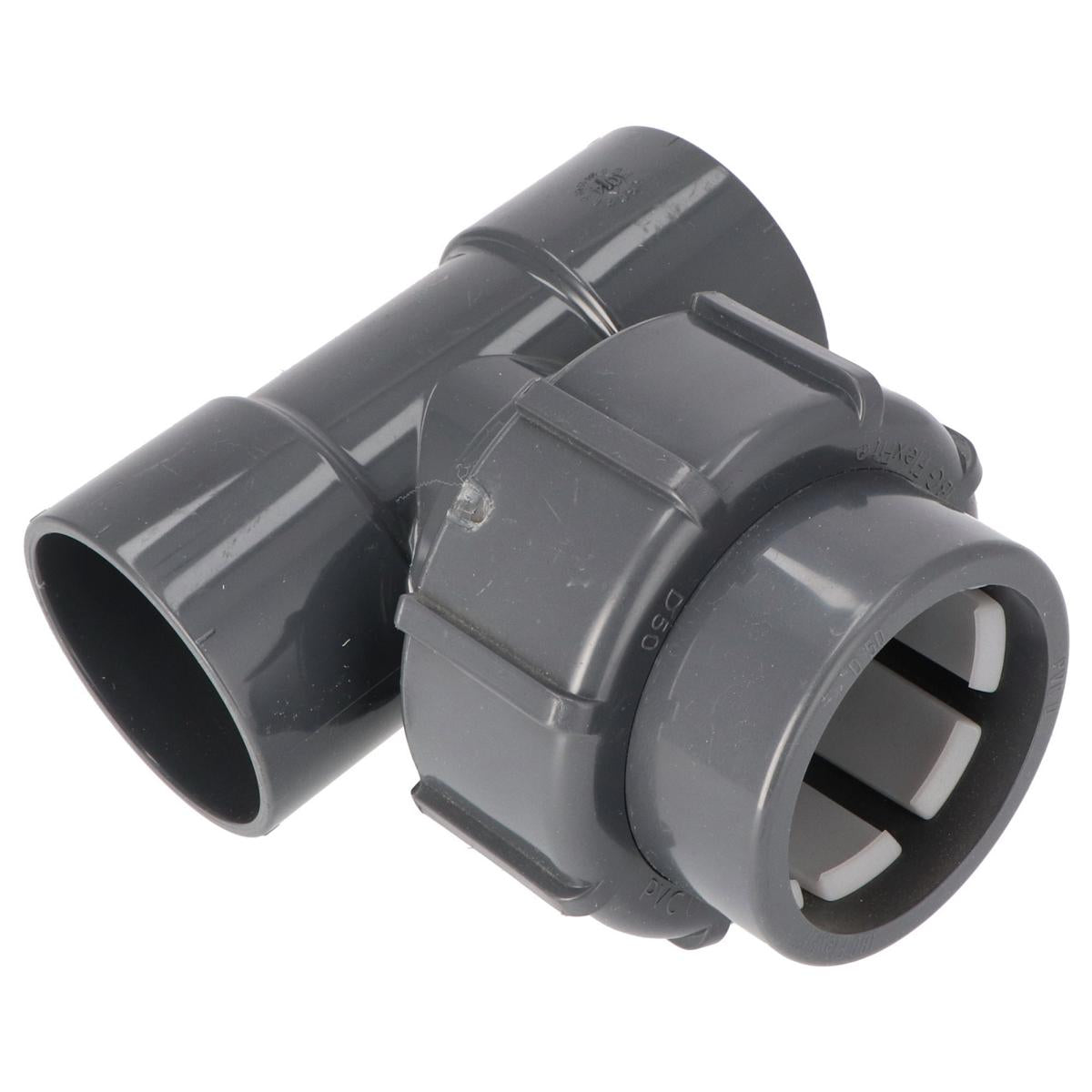 Pièce en T de transition FlexFit 90° 50 x 50 x 50 mm raccord à pince x manchon adhésif x manchon adhésif