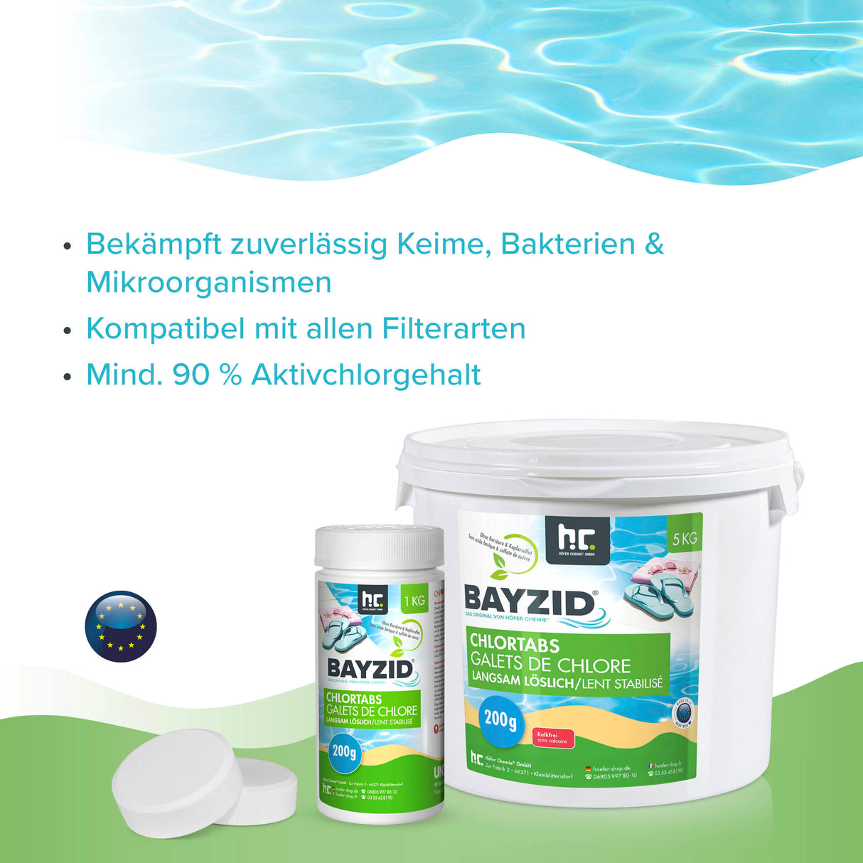 5 kg BAYZID® Chlortabs 200g à dissolution lente