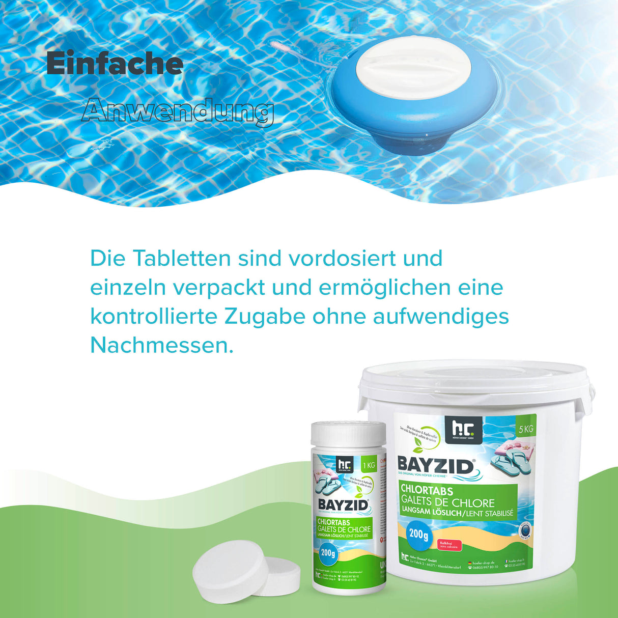 1 kg BAYZID® Chlortabs 200g à dissolution lente