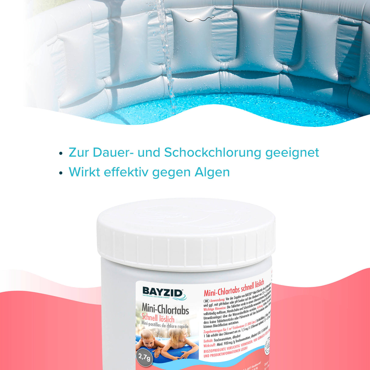 500 g BAYZID® Mini - Chlortabs 2,7 g für kleine Pools