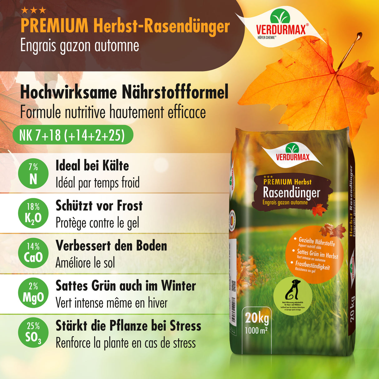 20 kg VERDURMAX® Premium Herbst-Rasendünger