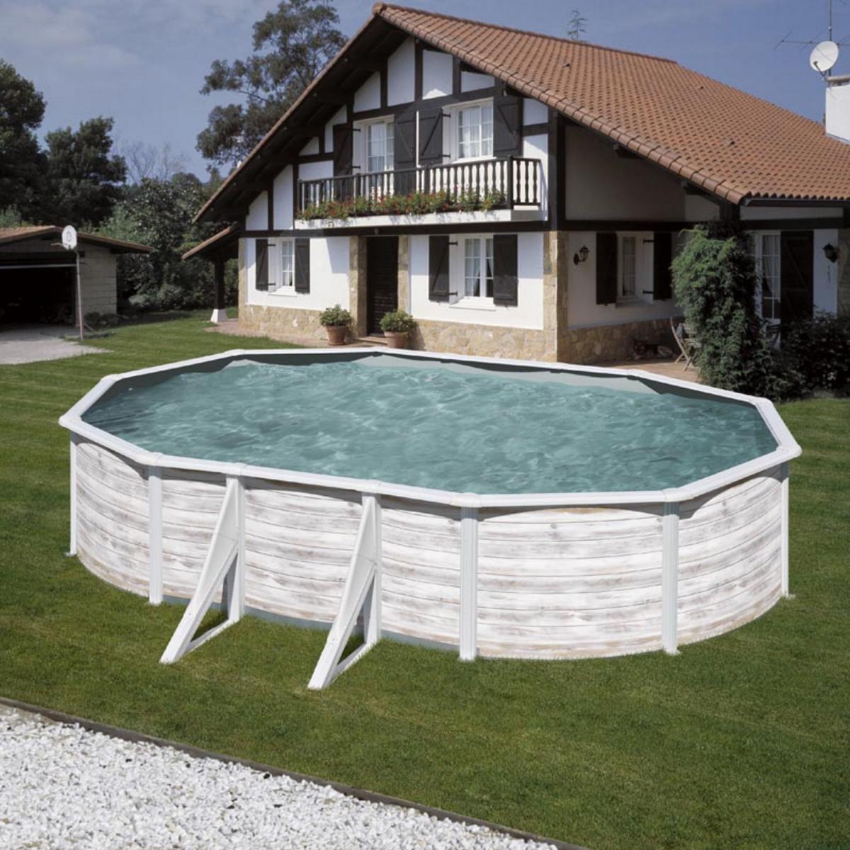 Ensemble piscine forme ovale GRE look nordique Finlande 500 x 300 x 120 cm