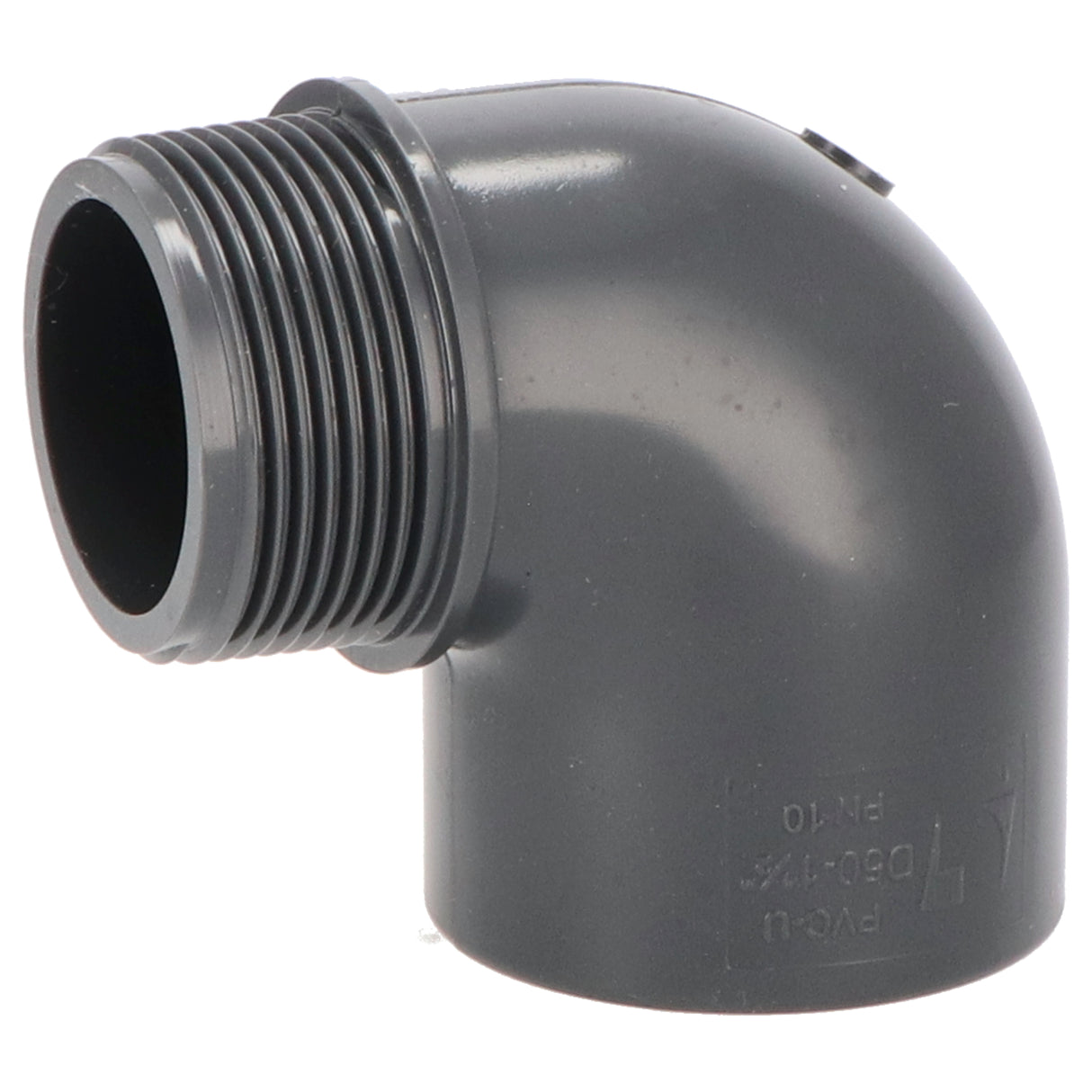 Angle PVC-U 90° 50mm x 1 1/2" manchon adhésif x filetage extérieur