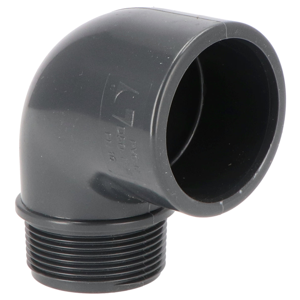 Angle PVC-U 90° 50mm x 1 1/2" manchon adhésif x filetage extérieur