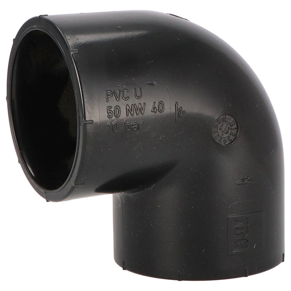 Angle PVC 90° avec manchon adhésif Ø 50mm noir pour systèmes solaires