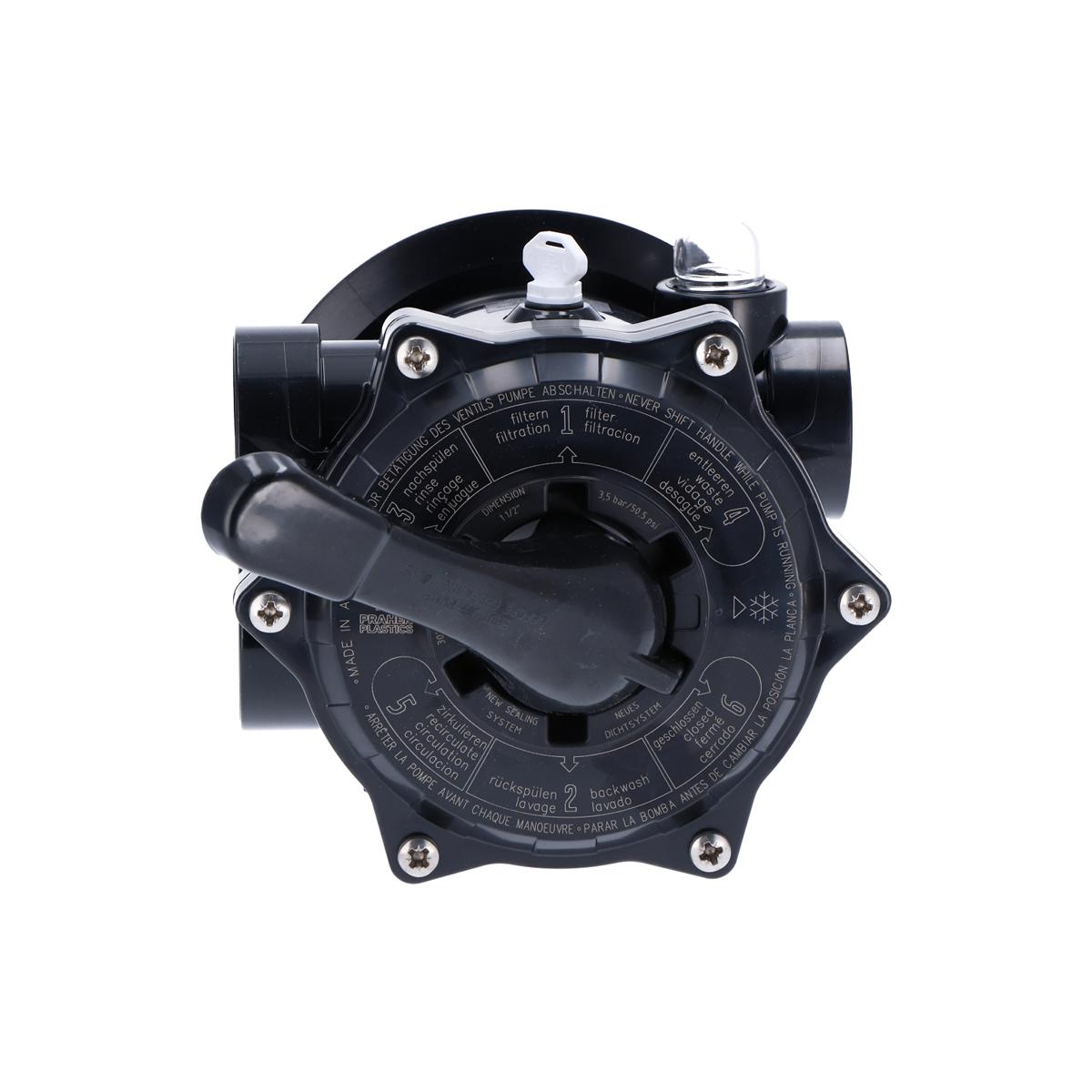 Praher vanne 6 voies montage sur le dessus 12-s filetage noir avec bague de serrage