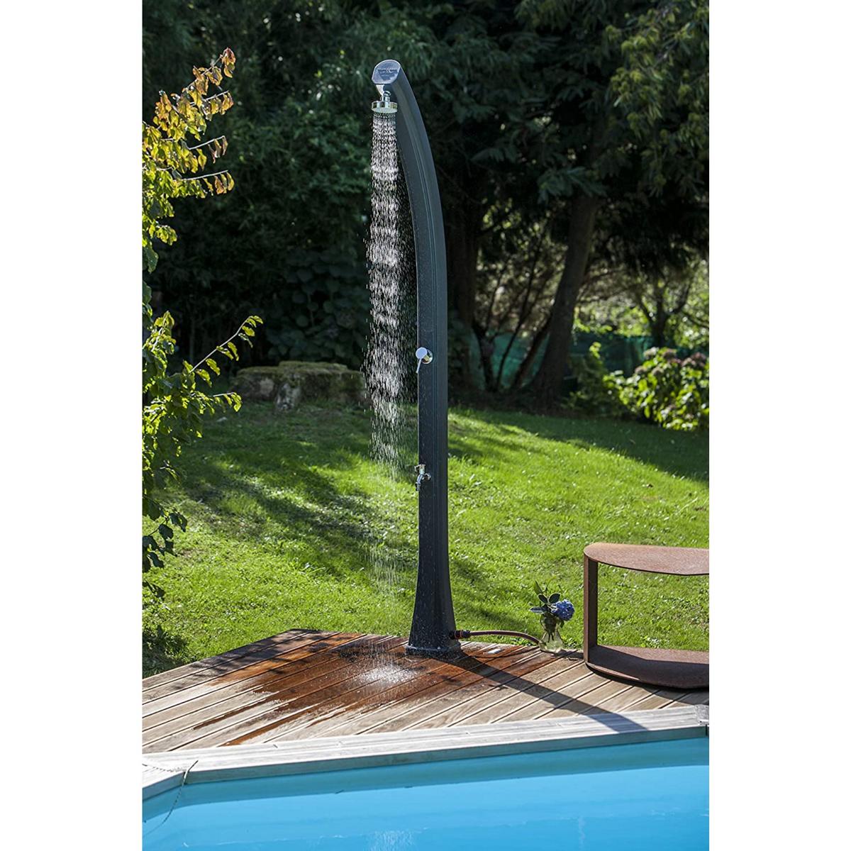 GRE PE-Solardusche geschwungen 25 Liter in schwarz