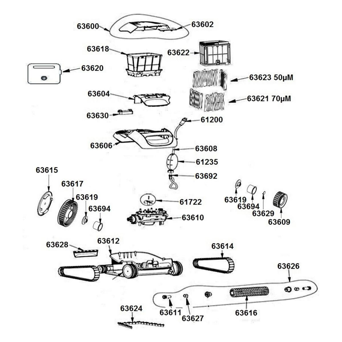 Fermeture du couvercle du filtre pour Dolphin E10