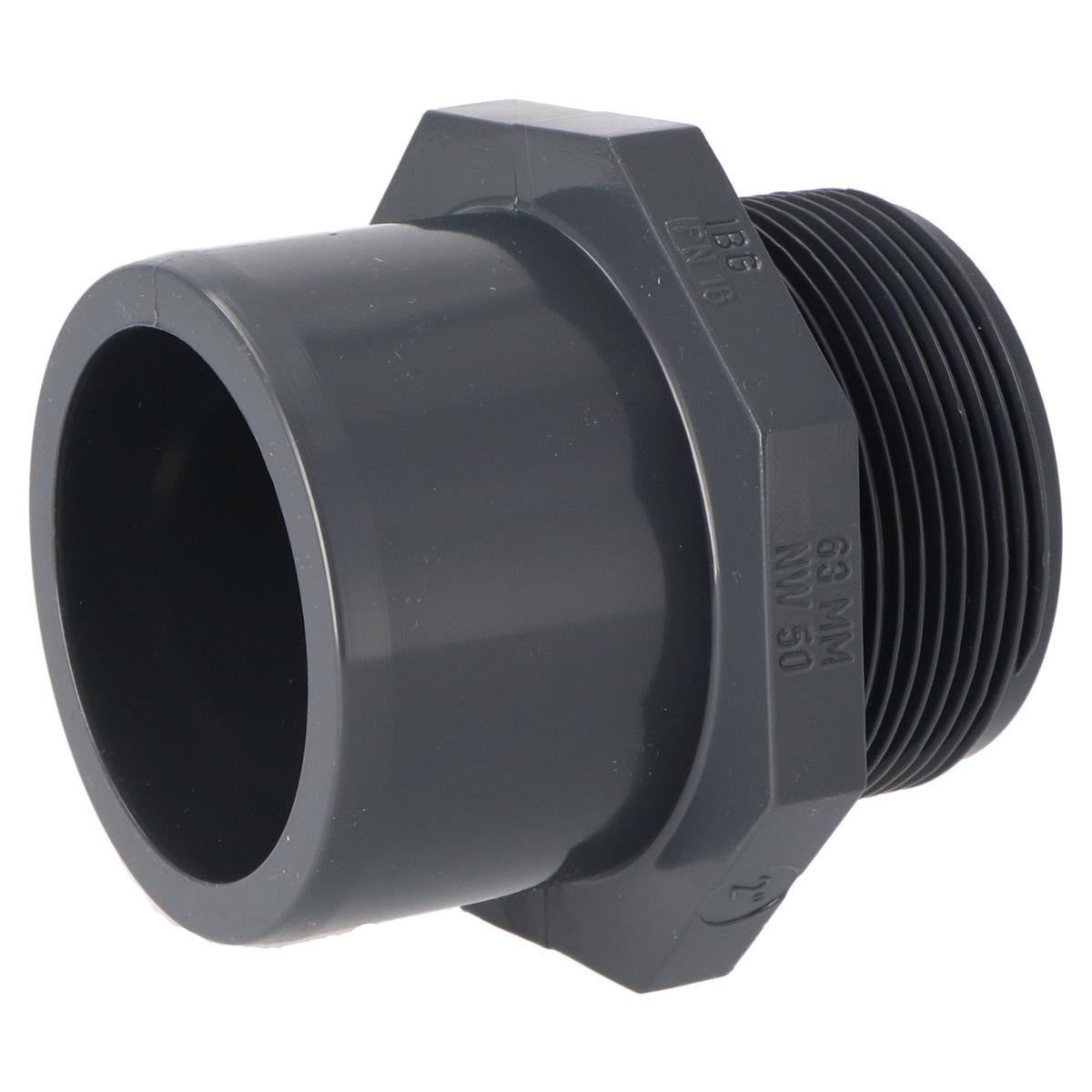 Übergangs-Muffennippel 50mm x 2" Klebemuffe x Außengewinde