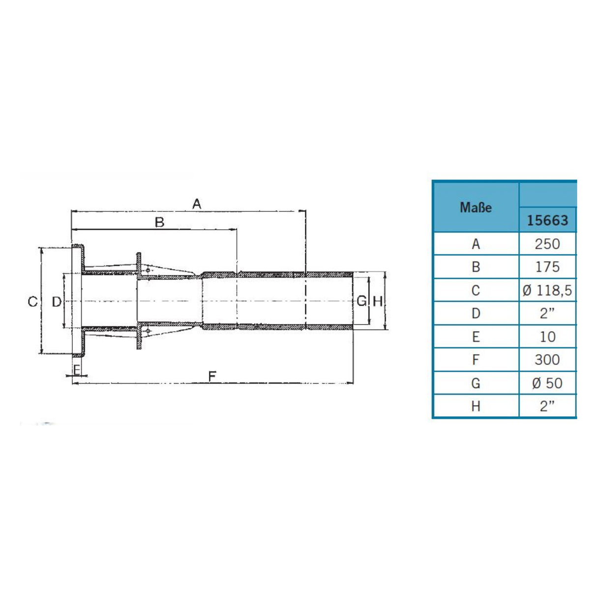 Wanddurchführung ABS für Multiflow Einlaufdüse 50mm Klebemuffe auf 2" AG für Folienbecken