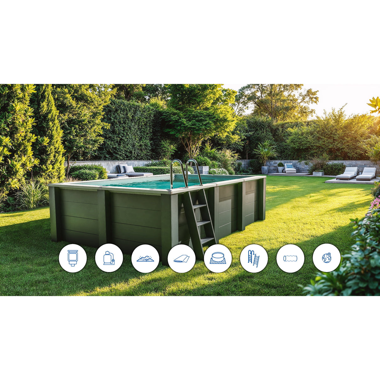 GRE Rechteckbeckenset aus Composite 595 x 315 x 126 cm