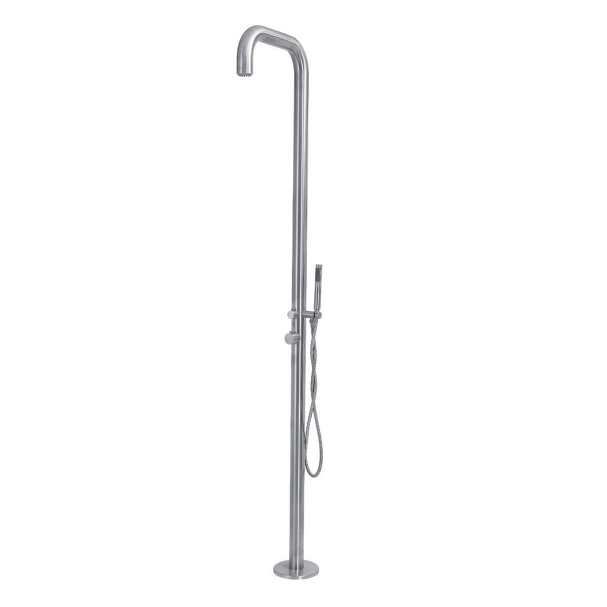 OKU Gartendusche Edelstahl V4A Gebogen mit Kopf- und Handbrause