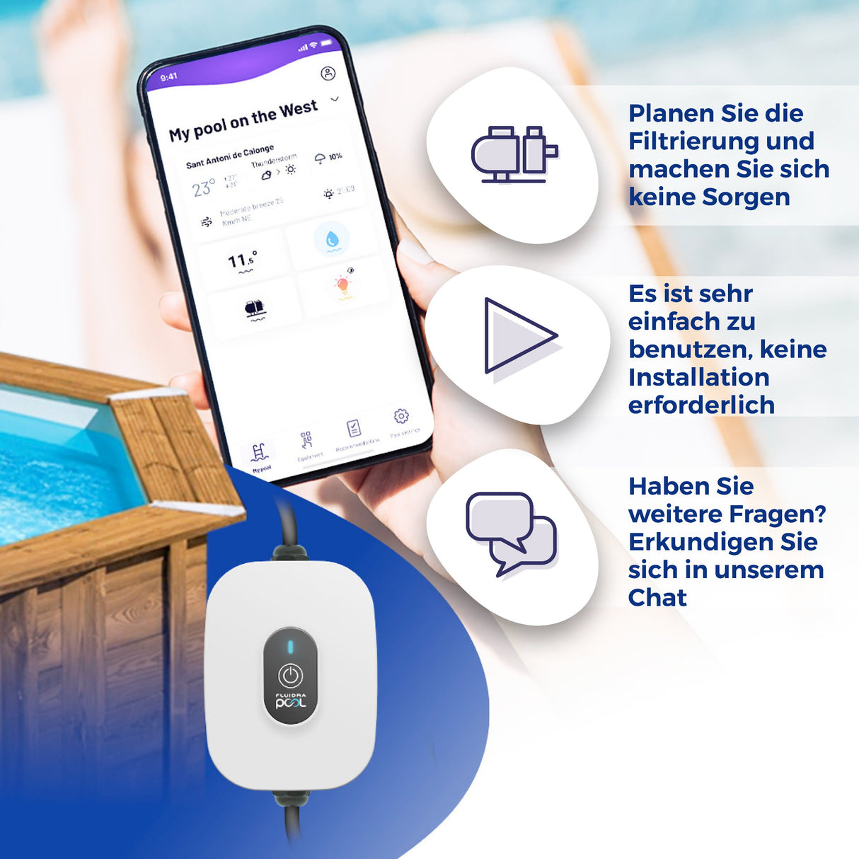 Ensemble complet de piscine GRE en bois véritable menthe rectangle 1010 x 418 x 146 cm