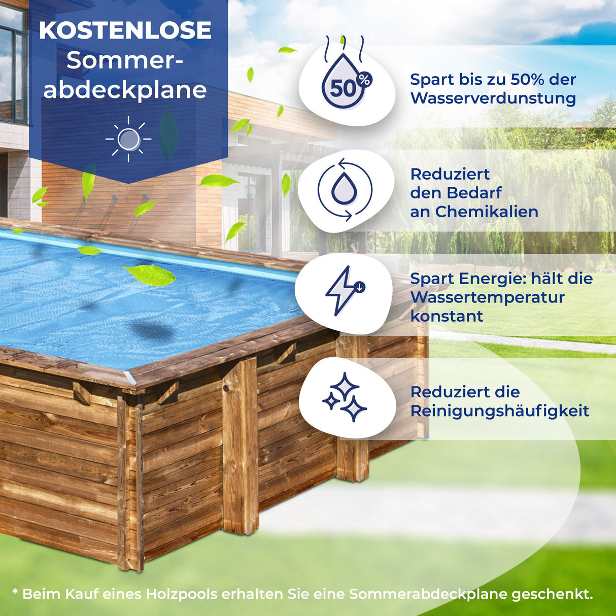 Ensemble complet de piscine GRE en bois véritable menthe rectangle 1010 x 418 x 146 cm