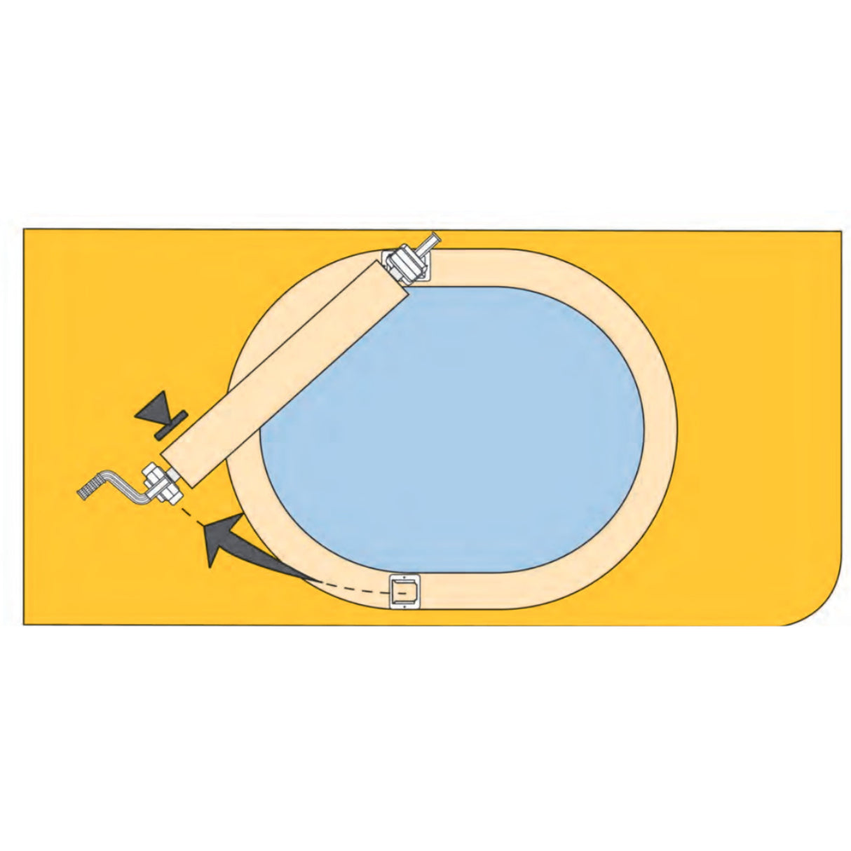 Dispositif enroulable pour piscines à paroi acier GRE - installation en bord de piscine