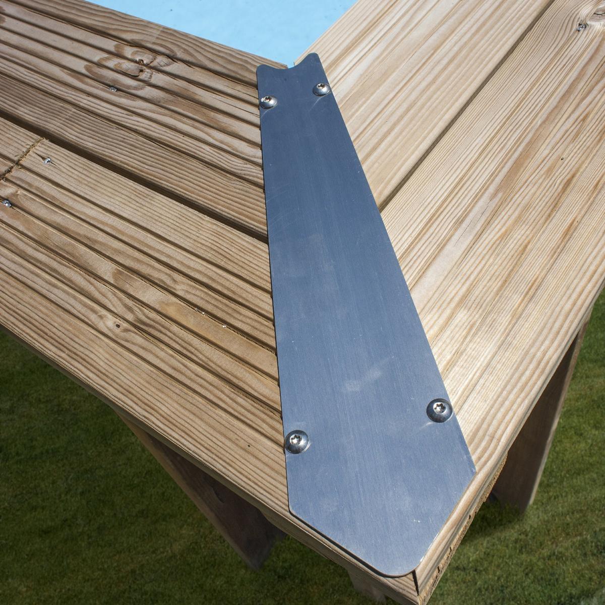 Ensemble complet de piscine GRE en bois véritable bambou ovale 535 x 335 x 130 cm