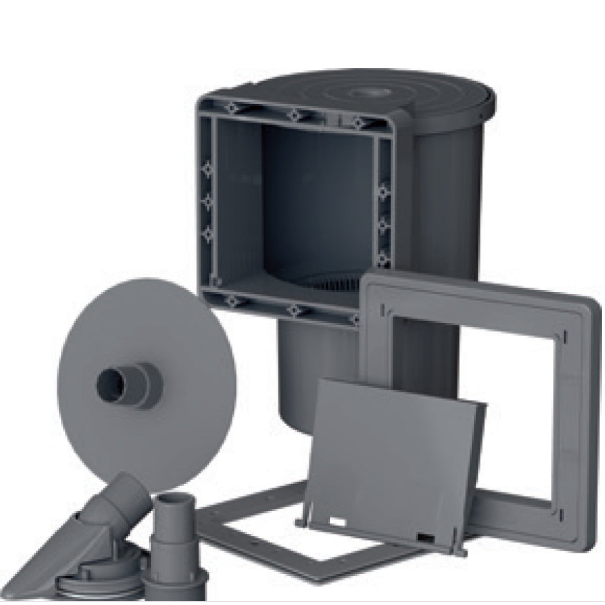 Ensemble piscine forme ovale GRE aspect graphite Kea 500 x 300 x 120 cm