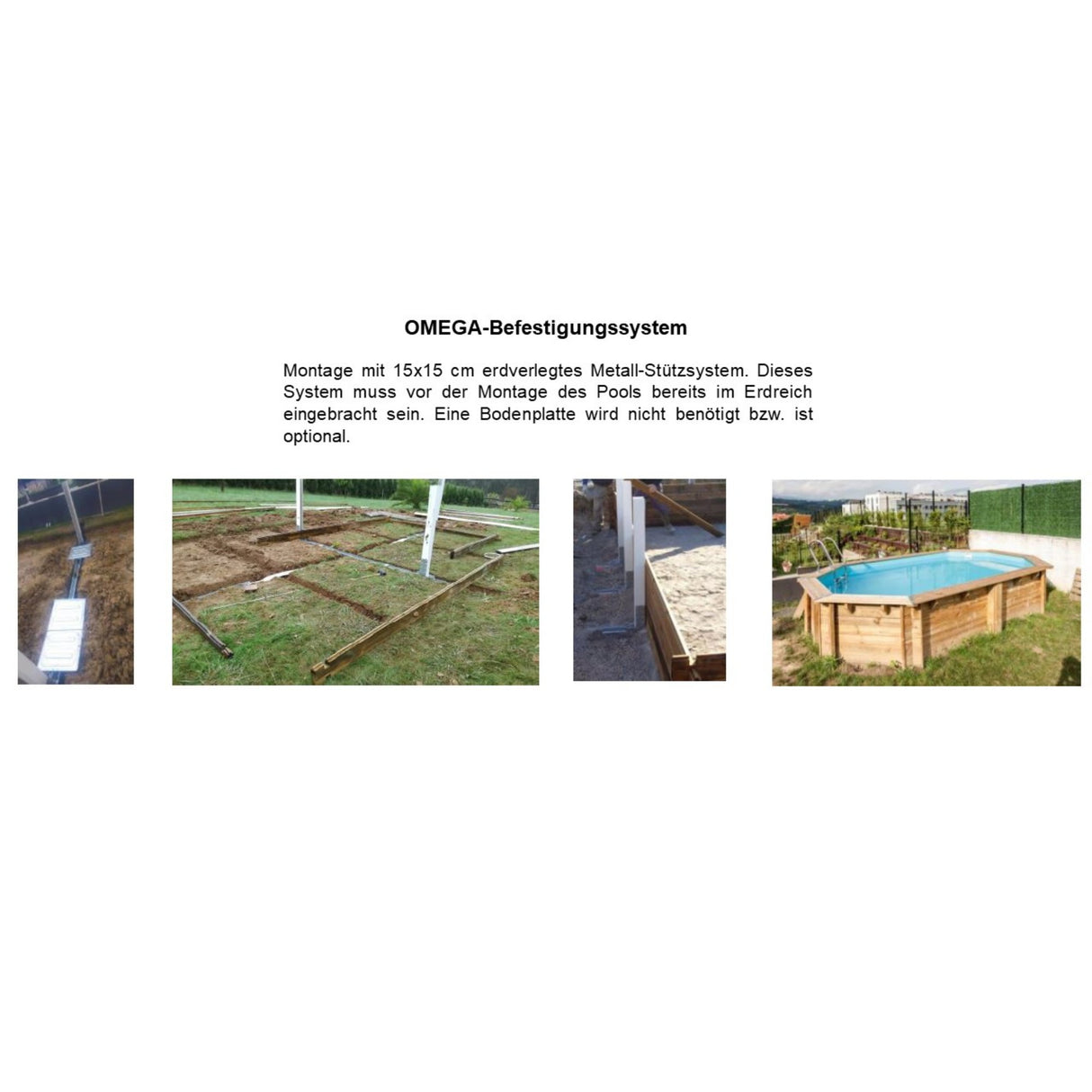 GRE Pool Komplettset aus Echtholz Macadamia Oval 632 x 335 x 130 cm