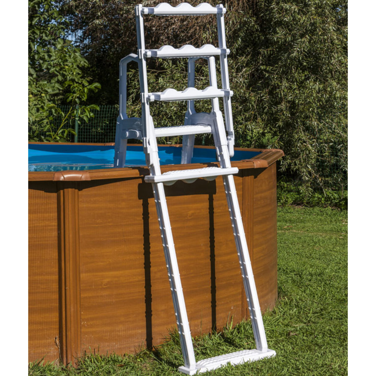 Échelle de sécurité GRE Premium en PEHD pour piscines hors sol - pour hauteurs de piscine 120 cm - 132 cm