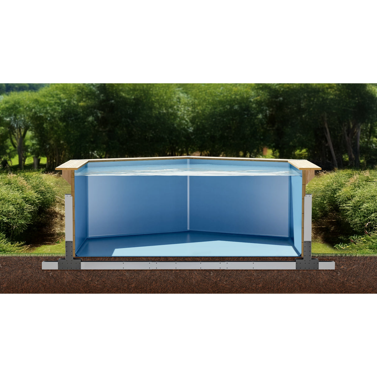 GRE Pool Komplettset aus Echtholz Bambu 2 Oval 535 x 335 x 136 cm