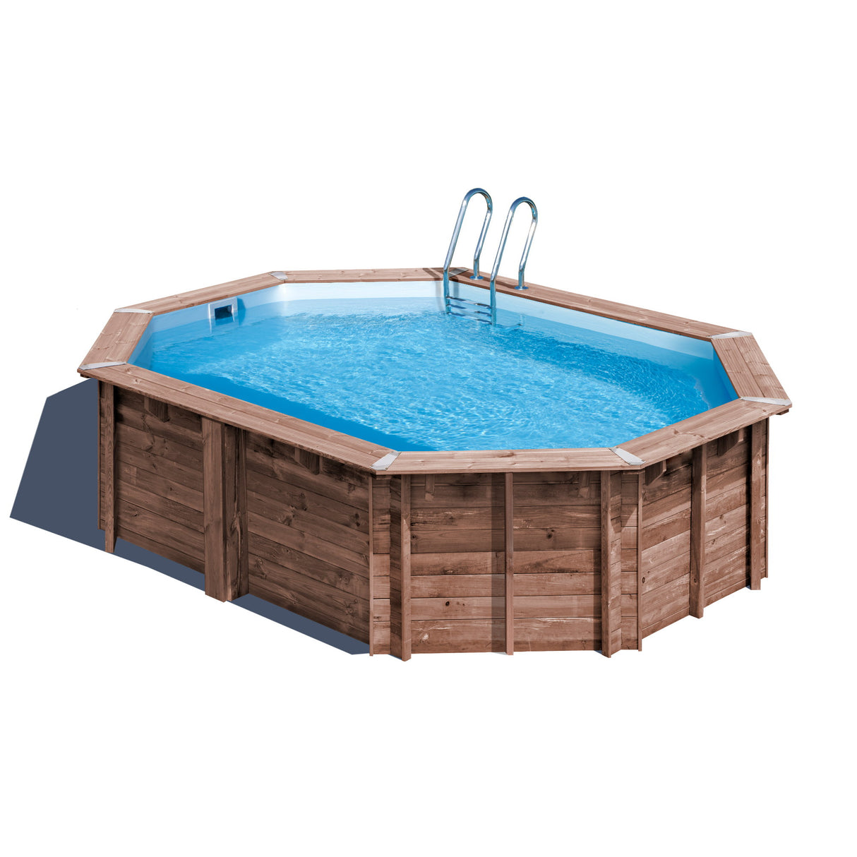 GRE Pool Komplettset aus Echtholz Bambu 2 Oval 535 x 335 x 136 cm