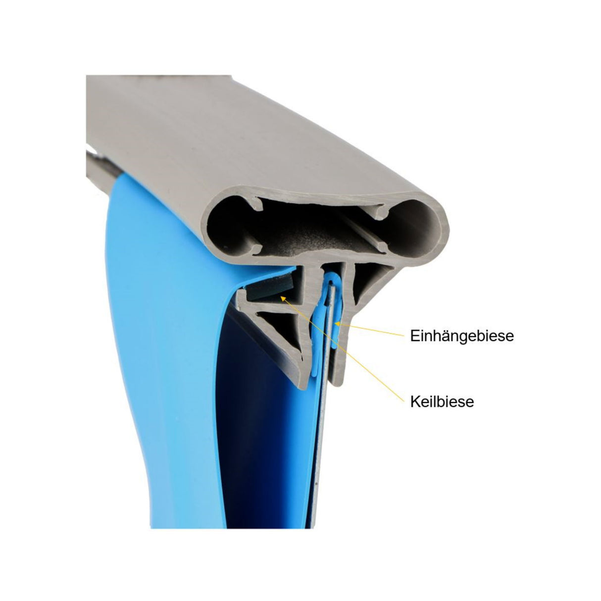 Main courante combinée pour piscines en forme de huit en gris
