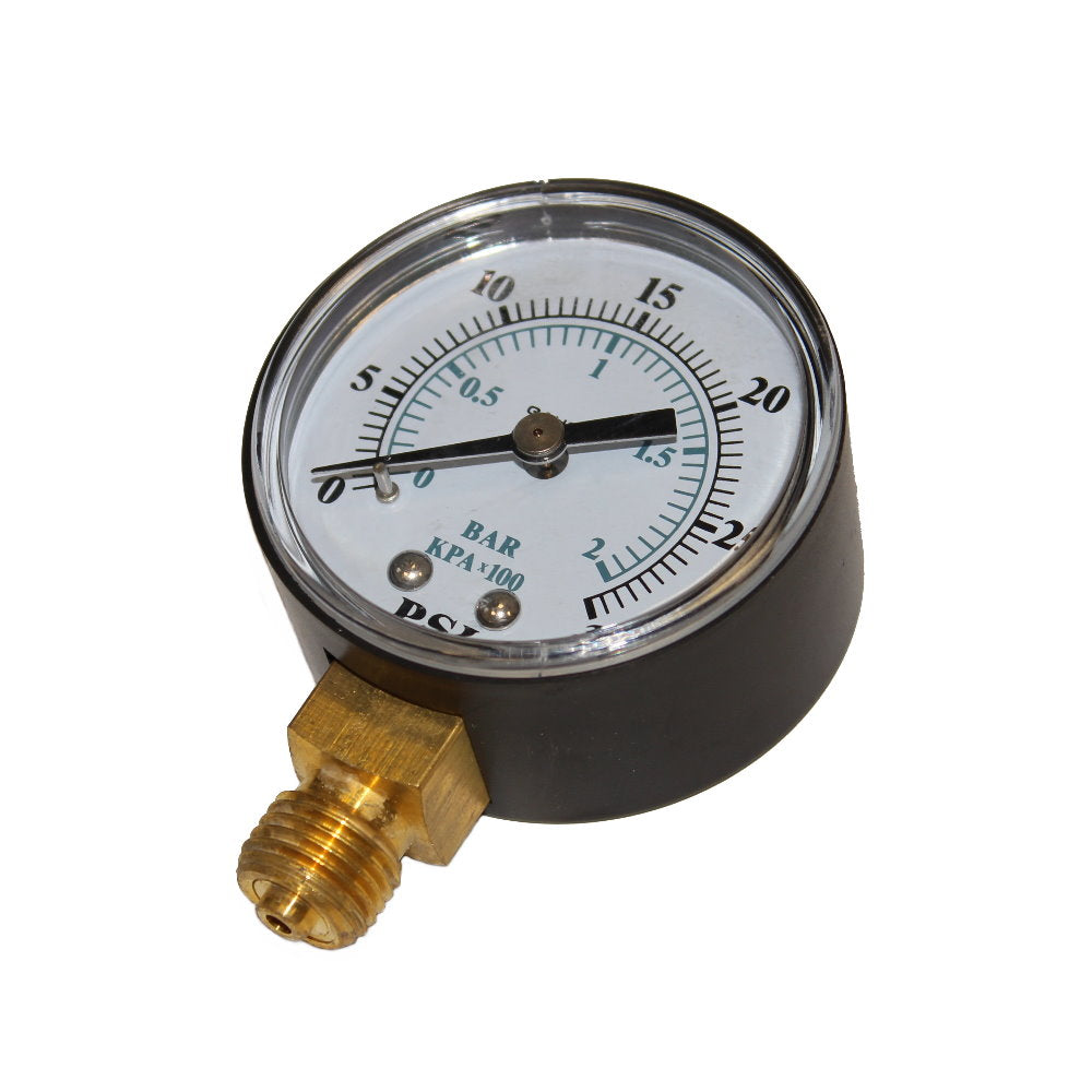 Manomètre 1/4" 50mm en plastique - raccord en bas