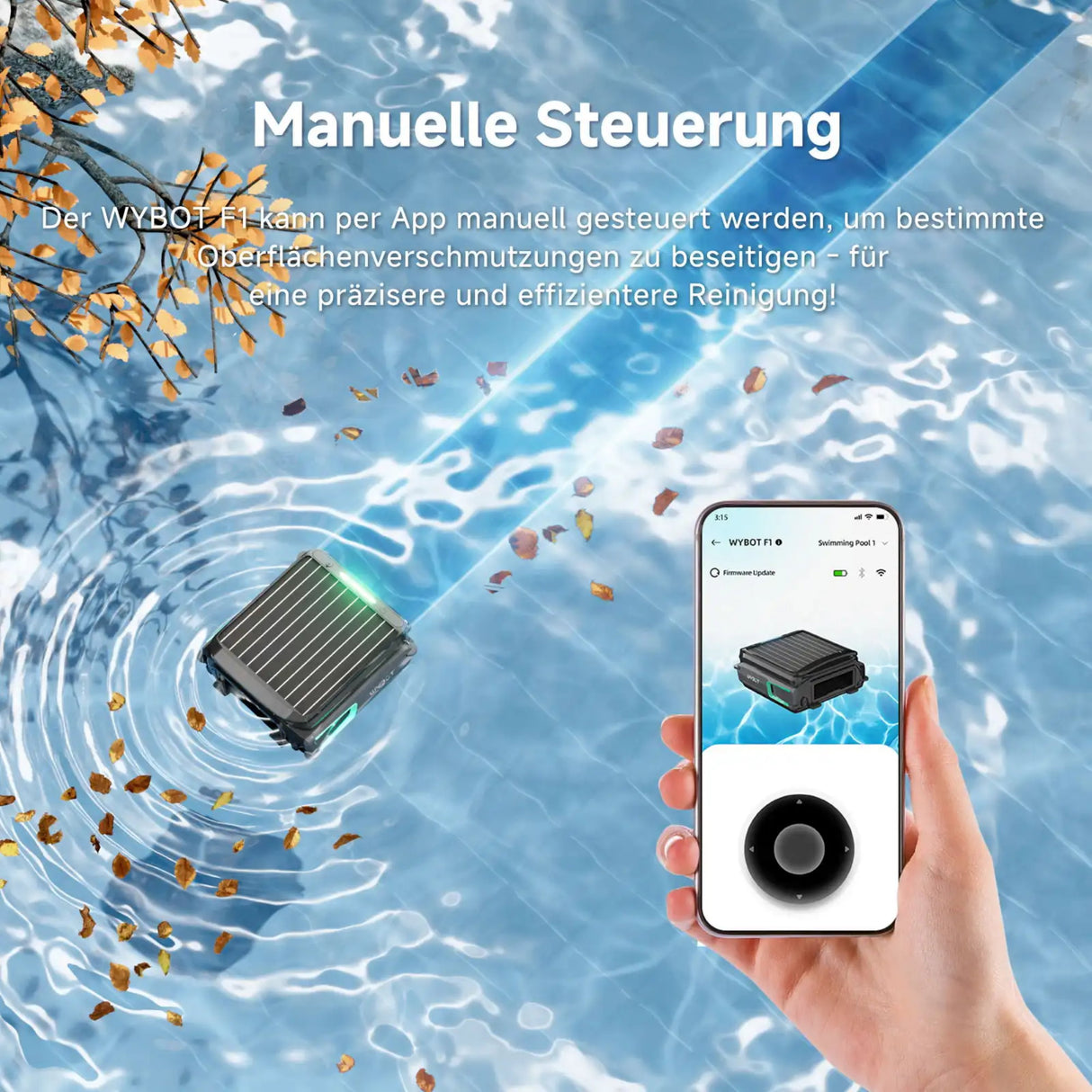 WYBOT F1 - Solar-Skimmer – Kabelloser Pooloberflächenreiniger mit Akku-Power