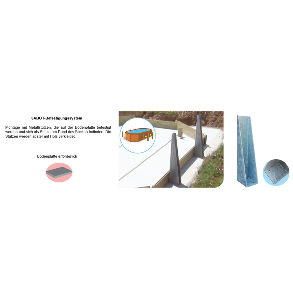 GRE Pool Komplettset aus Echtholz Carra Quadrat 305 x 305 x 119 cm