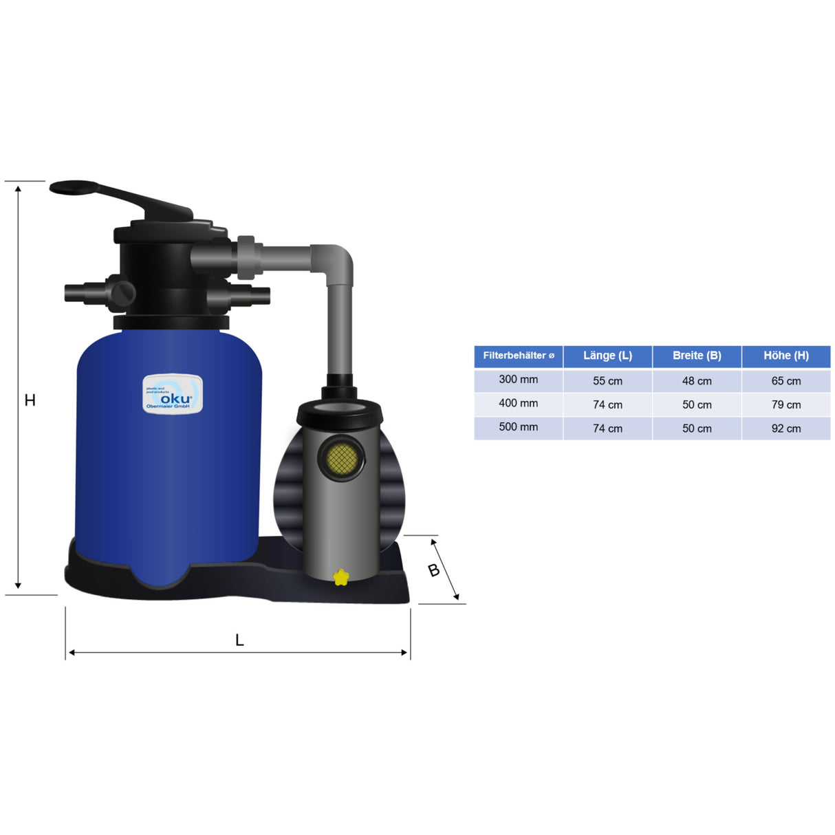 Système de filtre à sable Bali Premium Ø 500mm avec Aqua Vario Plus