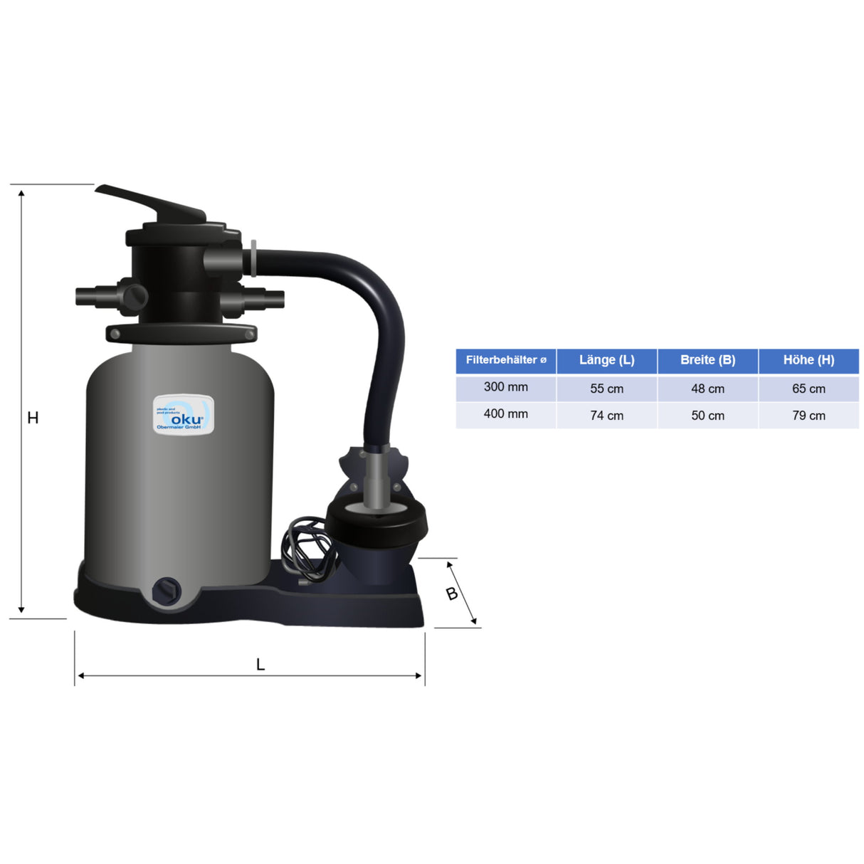 Système de filtration à sable Palau Ø 300mm avec pompe Aqua Splash II 4 m³/h