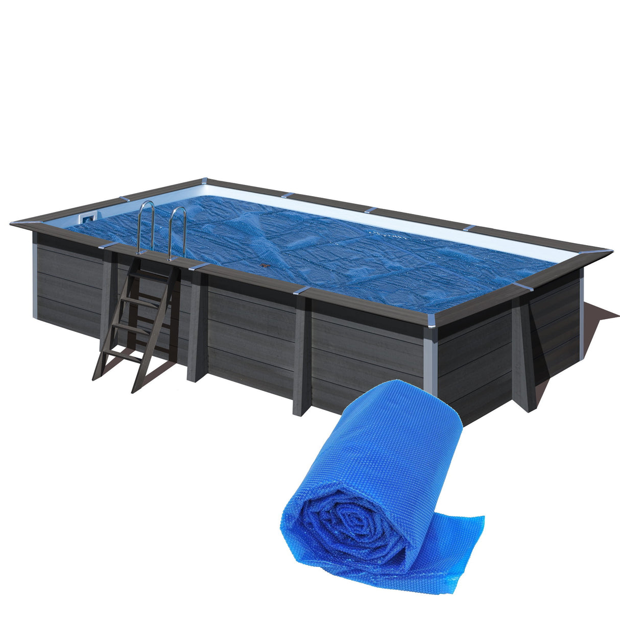 Couverture solaire GRE 400µm pour piscine rectangulaire en composite 606 x 326 x 124 cm