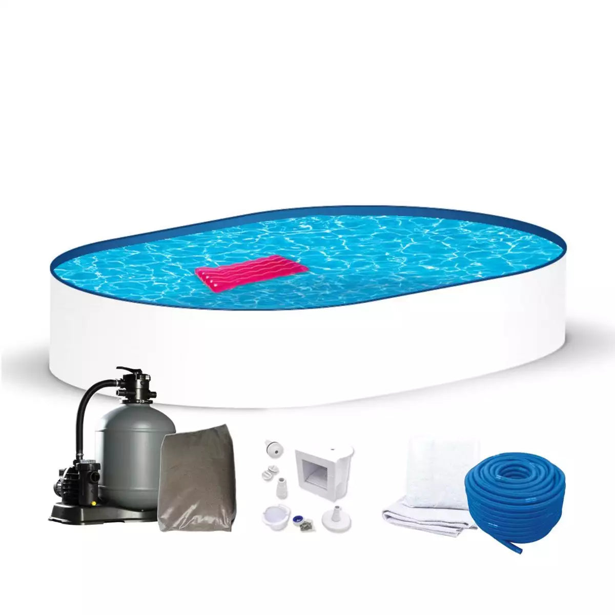 Piscine à parois en acier ensemble complet ovale