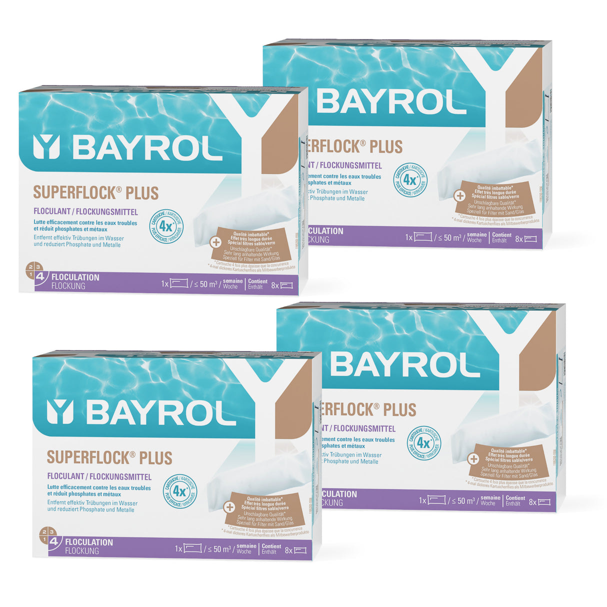 4 kg (4 x 1 kg) BAYROL - Superflock Plus  - Mit Lanthantechnologie