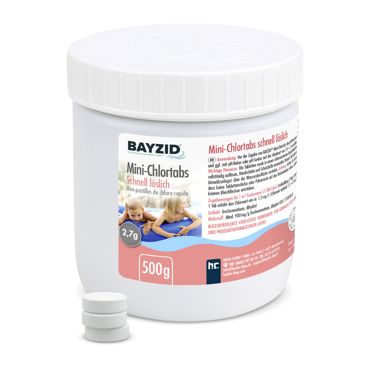 500 g BAYZID® Mini - Chlortabs 2,7 g für kleine Pools